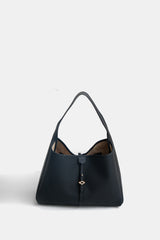 Never Late Hobo Bag Top Grain Leather Black  Combi Sand
